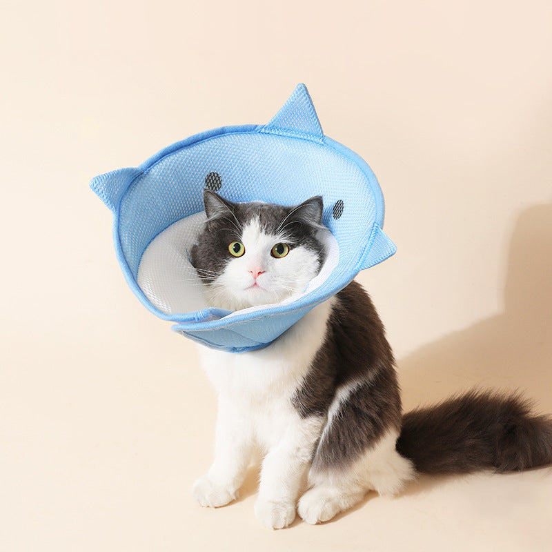 Soft Cat Recovery Collar Cat Cone Collar Nonwoven Fabric Elizabethan Collar Loops-Protective Wound Healing Specially Designed for Cats and Puppies - Easy to Eat and Drink