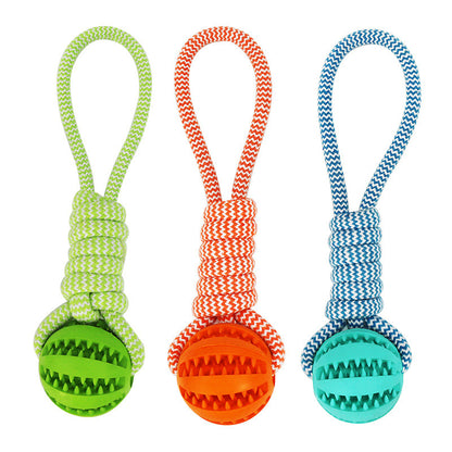 Dog Toys Balls Interactive Treat Rope Rubber Leaking Balls for Small Medium Dogs Chewing Bite Resistant Pet Tooth Cleaning